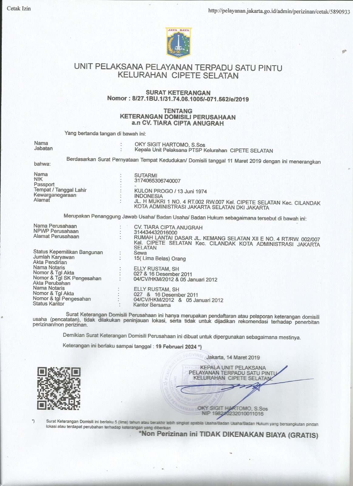 SK Domisili Perusahaan